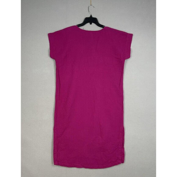 Eileen Fisher Dress Womens Small Magenta Fuchsia Pink Crinkle Gauze Coastal Luxe - Picture 8 of 14